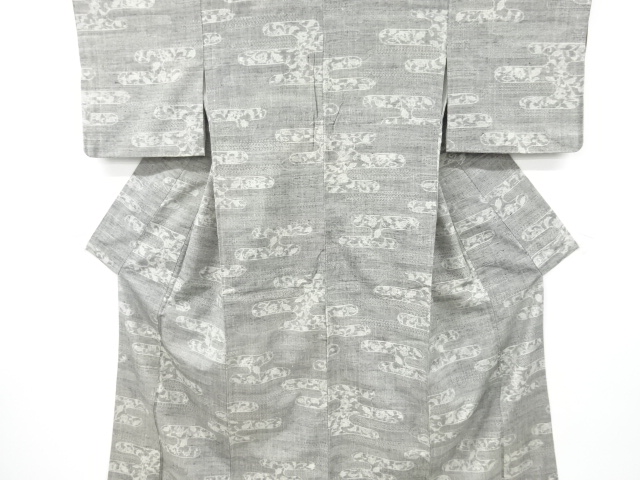 JAPANESE KIMONO / ANTIQUE KIMONO / TSUMUGI / WOVEN FLORAL ARABESQUE